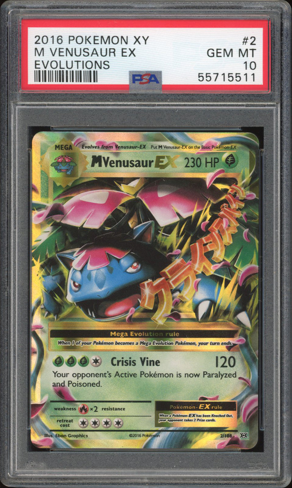 M Venusaur EX 2/108 - PSA 10 - Evolutions Holo