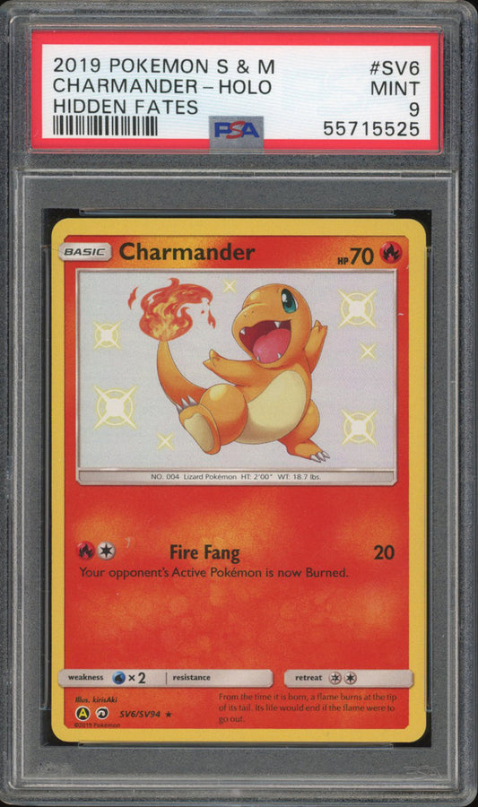 Charmander SV6 - PSA 9 - Hidden Fates Holo