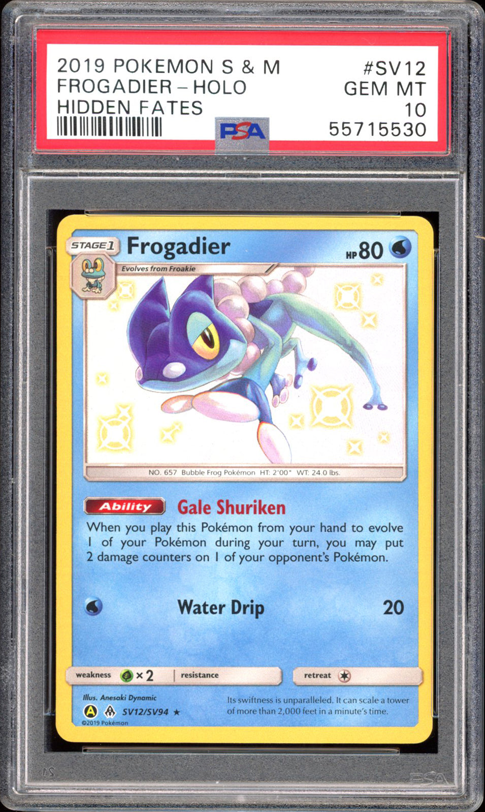 Frogadier SV12 - PSA 10 - Hidden Fates Holo