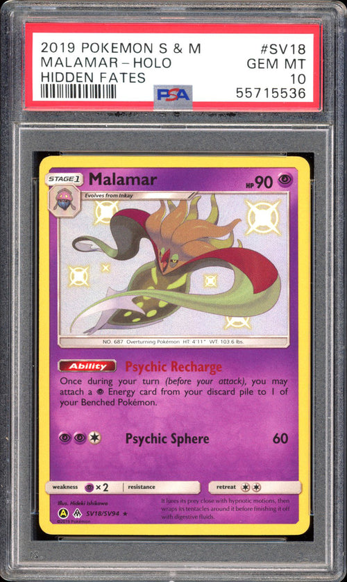 Malamar SV18 - PSA 10 - Hidden Fates Holo