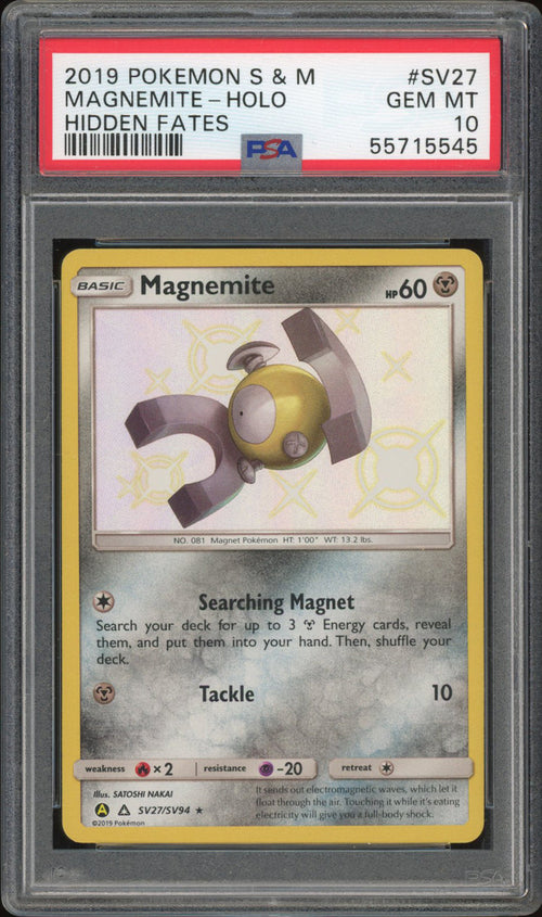 Magnemite SV27 - PSA 10 - Hidden Fates Holo