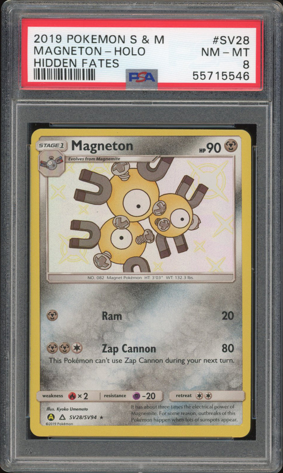 Magneton SV28 - PSA 8 - Hidden Fates Holo