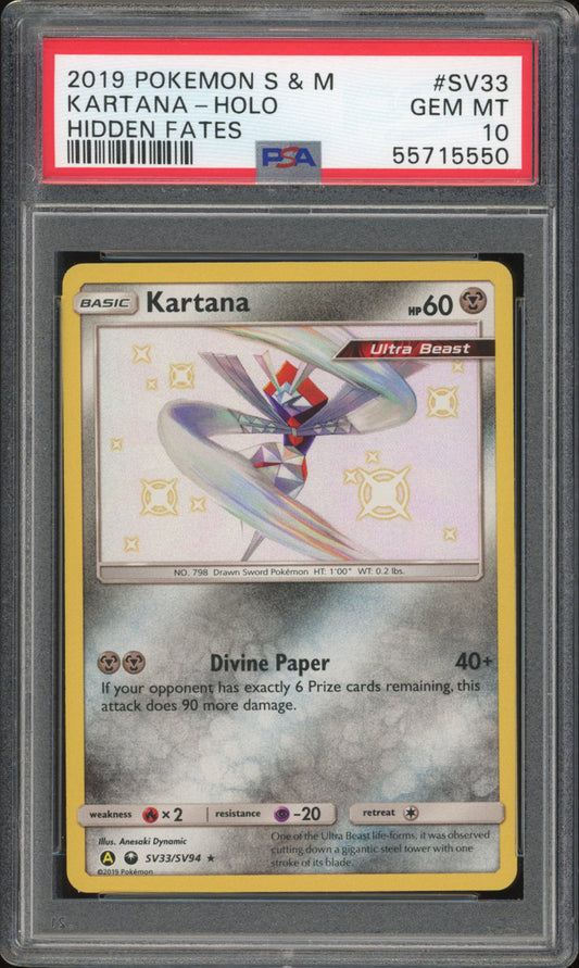 Kartana SV33 - PSA 10 - Hidden Fates Holo