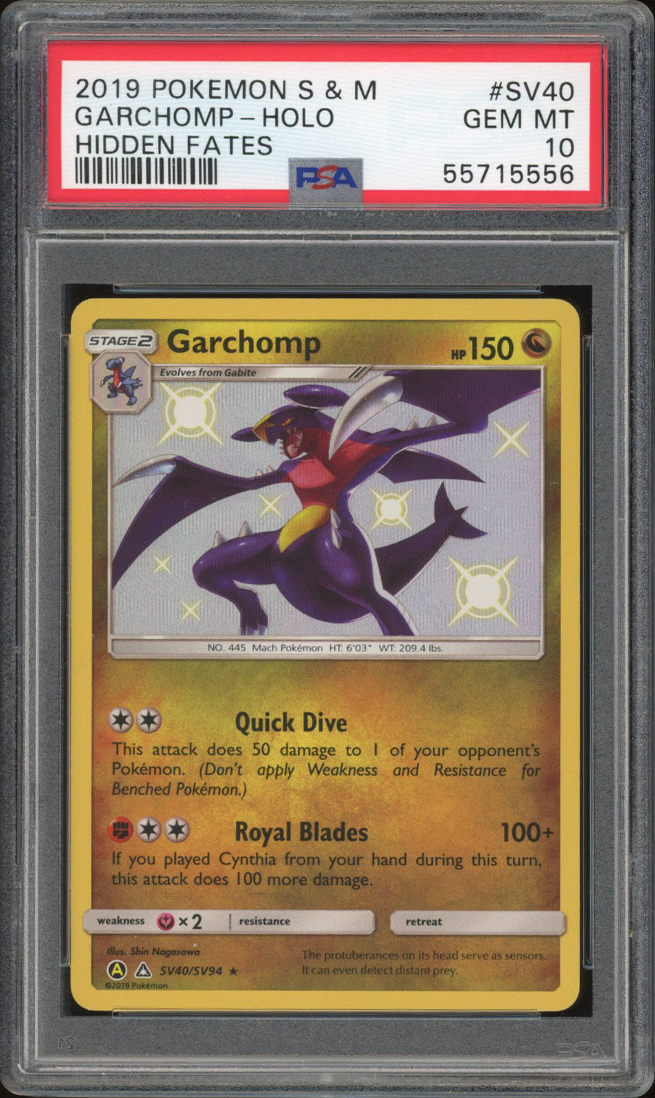 Garchomp SV40 - PSA 10 - Hidden Fates Holo