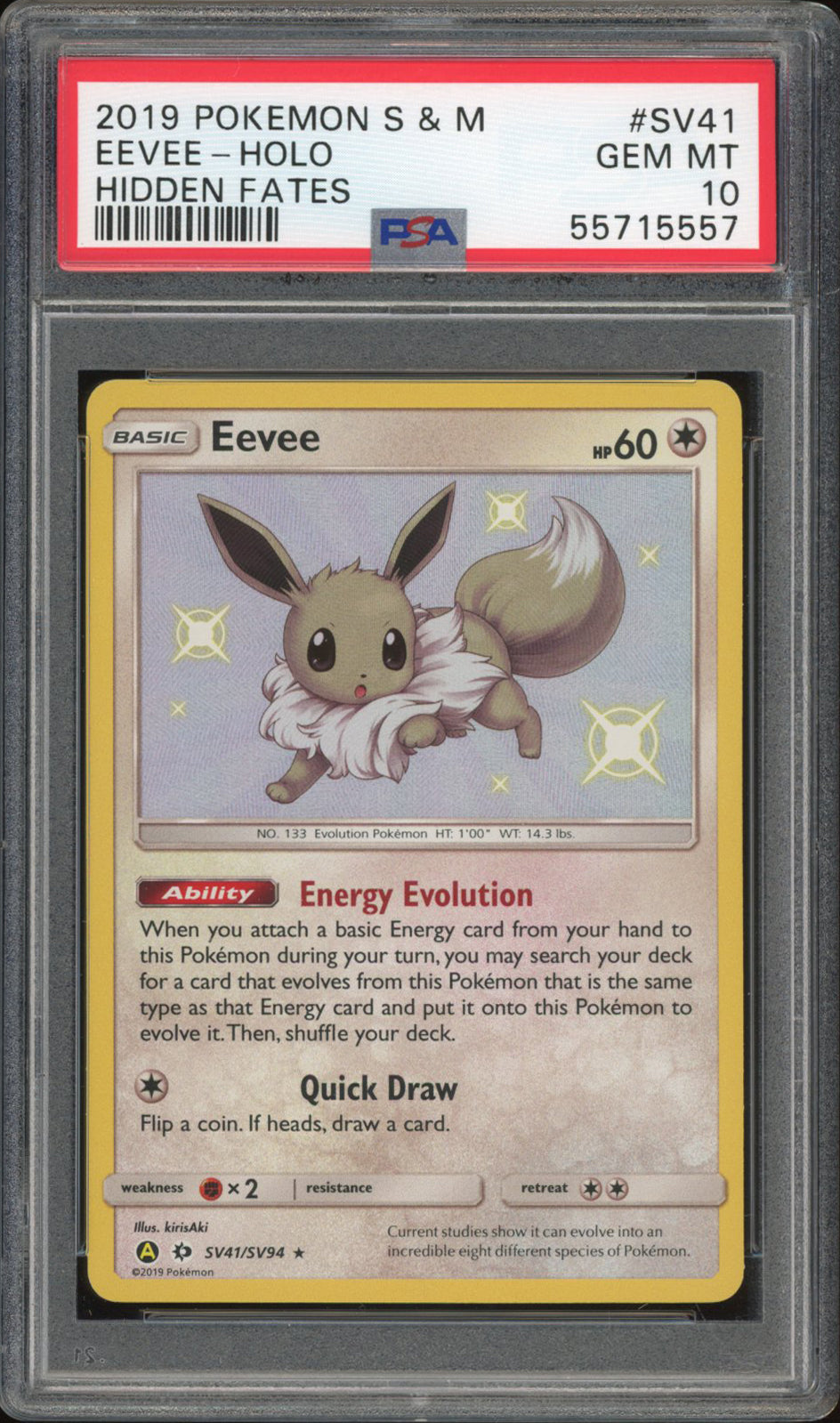 Eevee SV41 - PSA 10 - Hidden Fates Holo