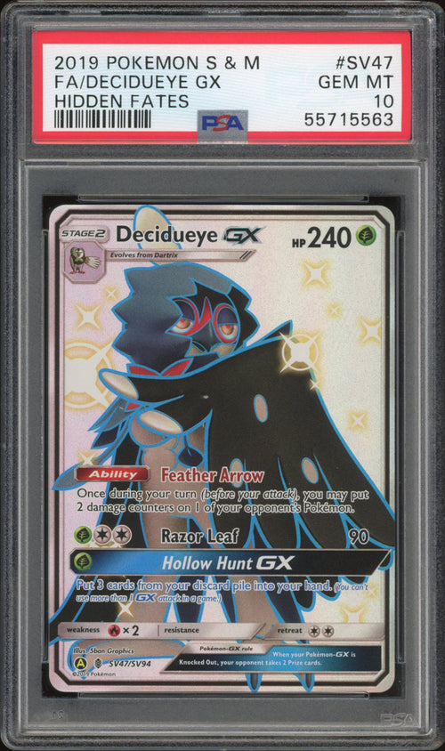 Decidueye GX SV47 - PSA 10 - Hidden Fates Full Art