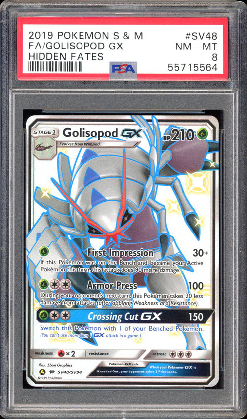 Golisopod GX SV48 - PSA 8 - Hidden Fates Full Art