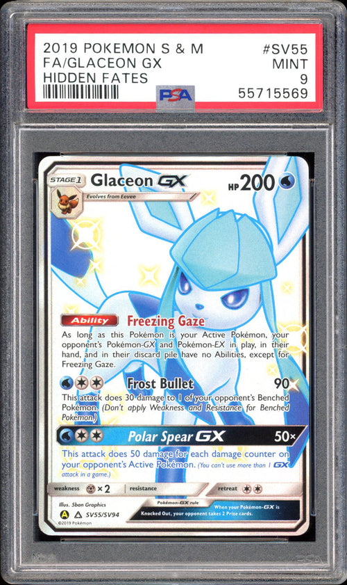 Glaceon GX SV55 - PSA 9 - Hidden Fates Full Art