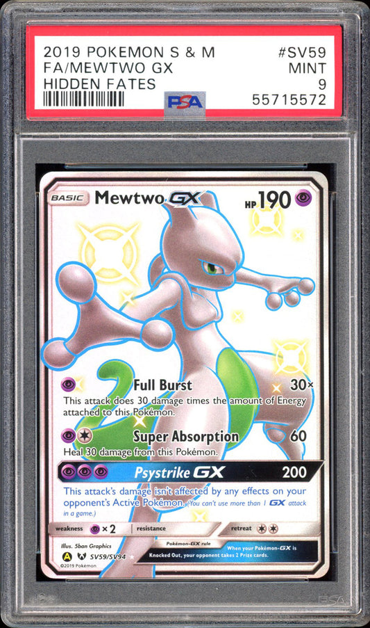 Mewtwo GX SV59 - PSA 9 - Hidden Fates Full Art