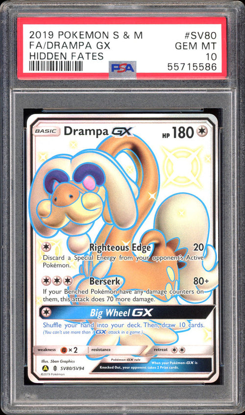 Drampa GX SV80 - PSA 10 - Hidden Fates Full Art