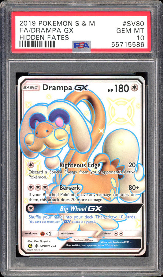 Drampa GX SV80 - PSA 10 - Hidden Fates Full Art
