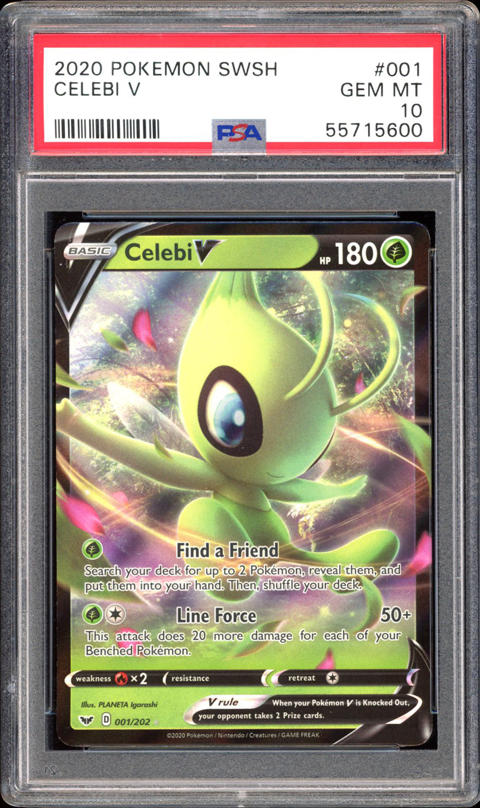 Celebi V 001/202 - PSA 10 - Sword & Shield Holo