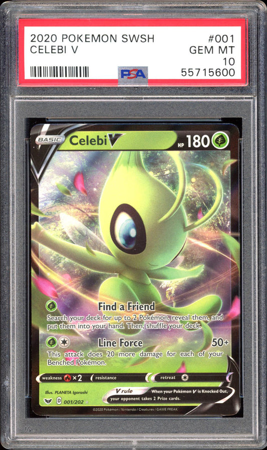 Celebi V 001/202 - PSA 10 - Sword & Shield Holo