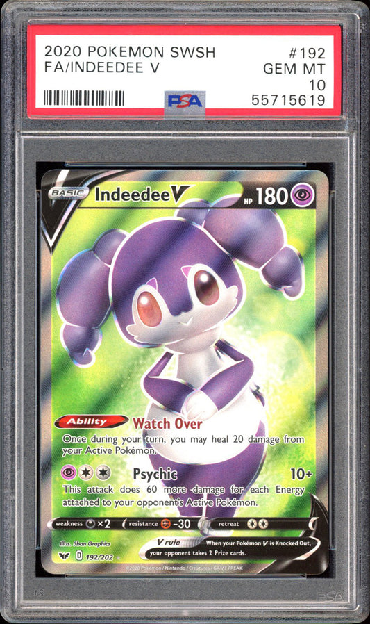 Indeedee V 192/202 - PSA 10 - Sword & Shield Full Art