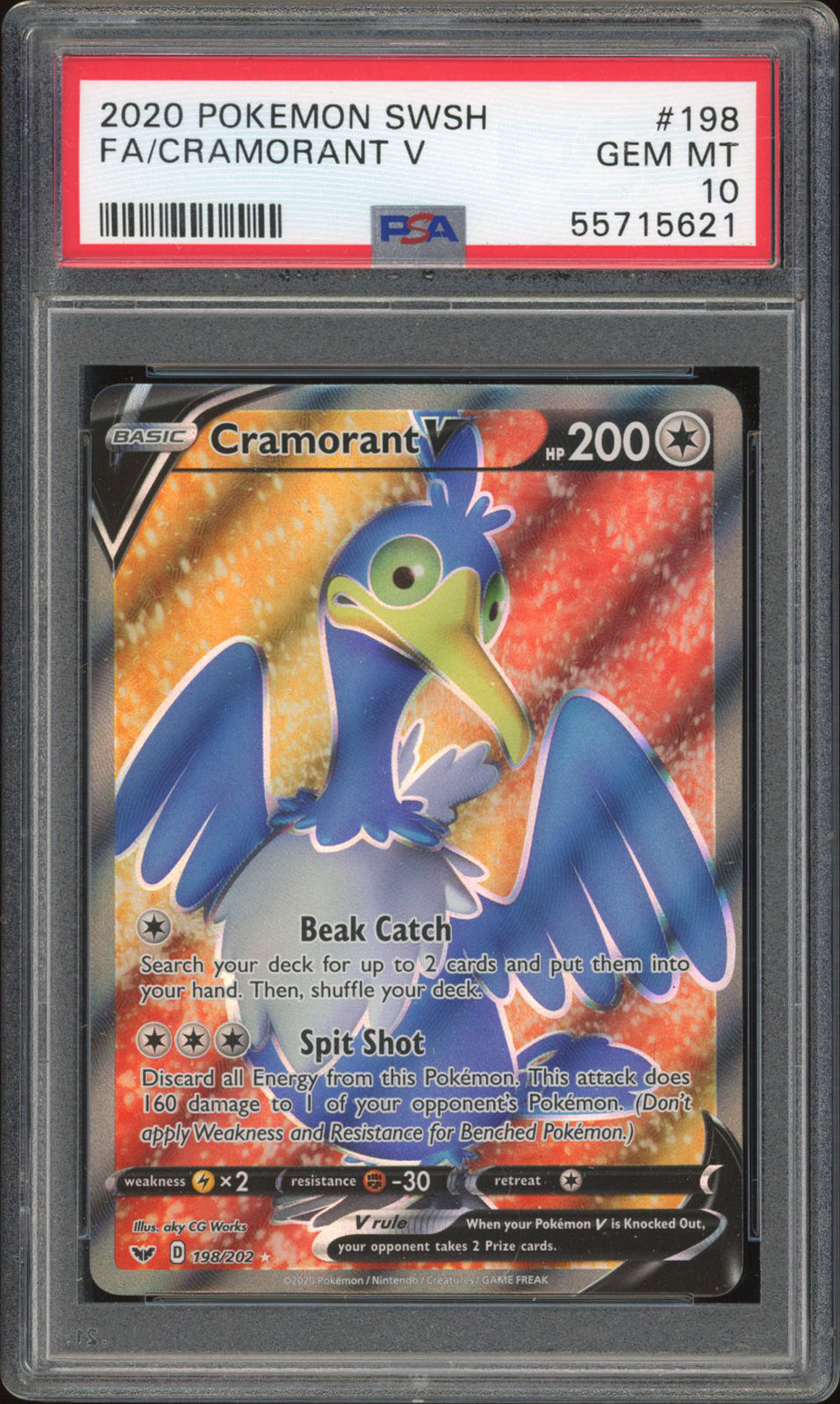 Cramorant V 198/202 - PSA 10 - Sword & Shield Full Art