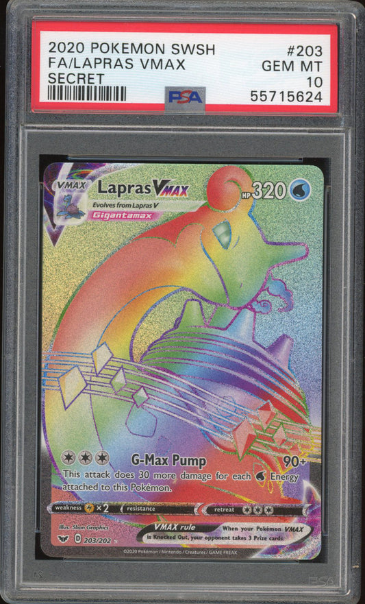 Lapras VMAX 203/202 - PSA 10 - Sword & Shield Secret Rare