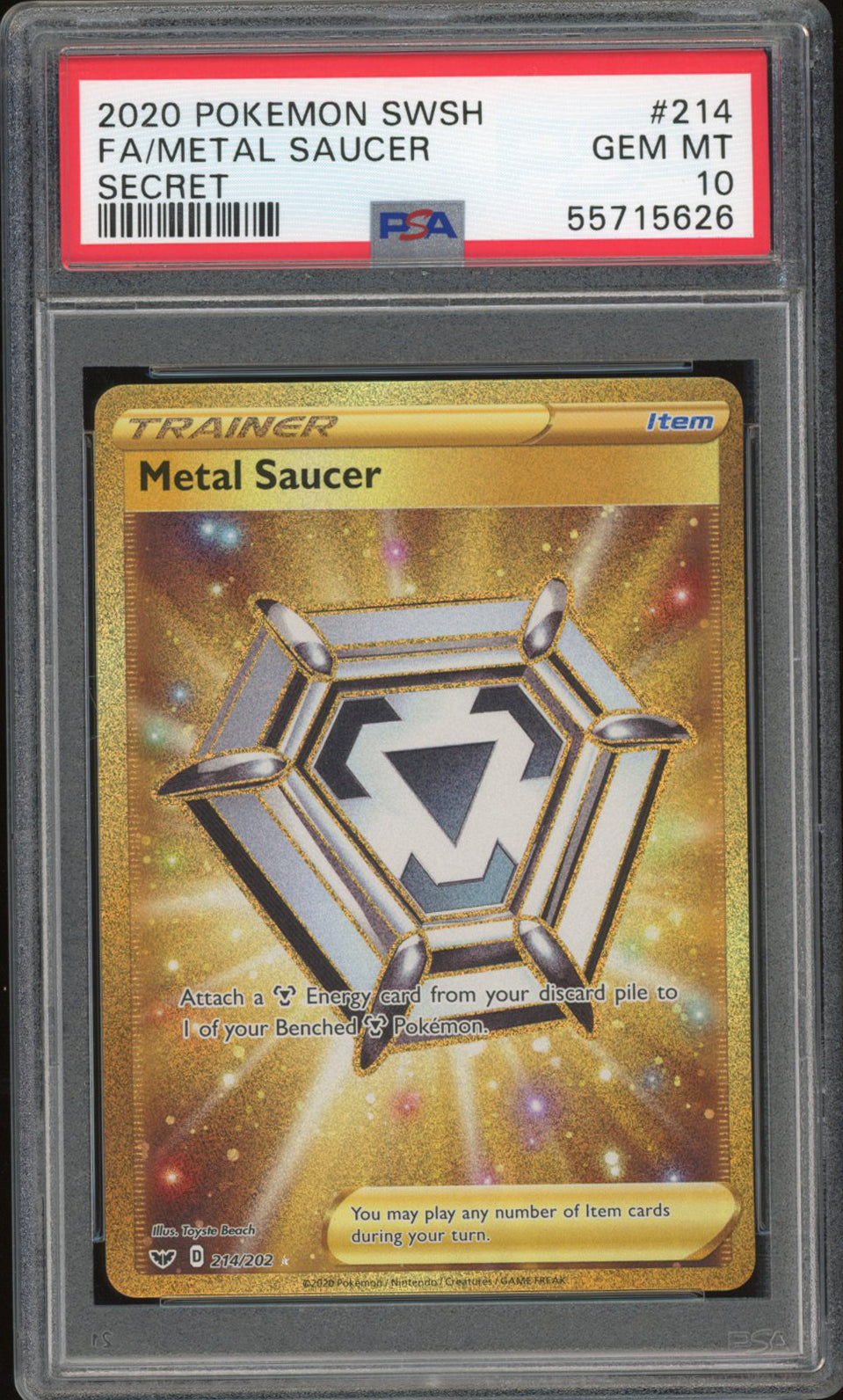 Metal Saucer 214/202 - PSA 10 - Sword & Shield Secret Rare