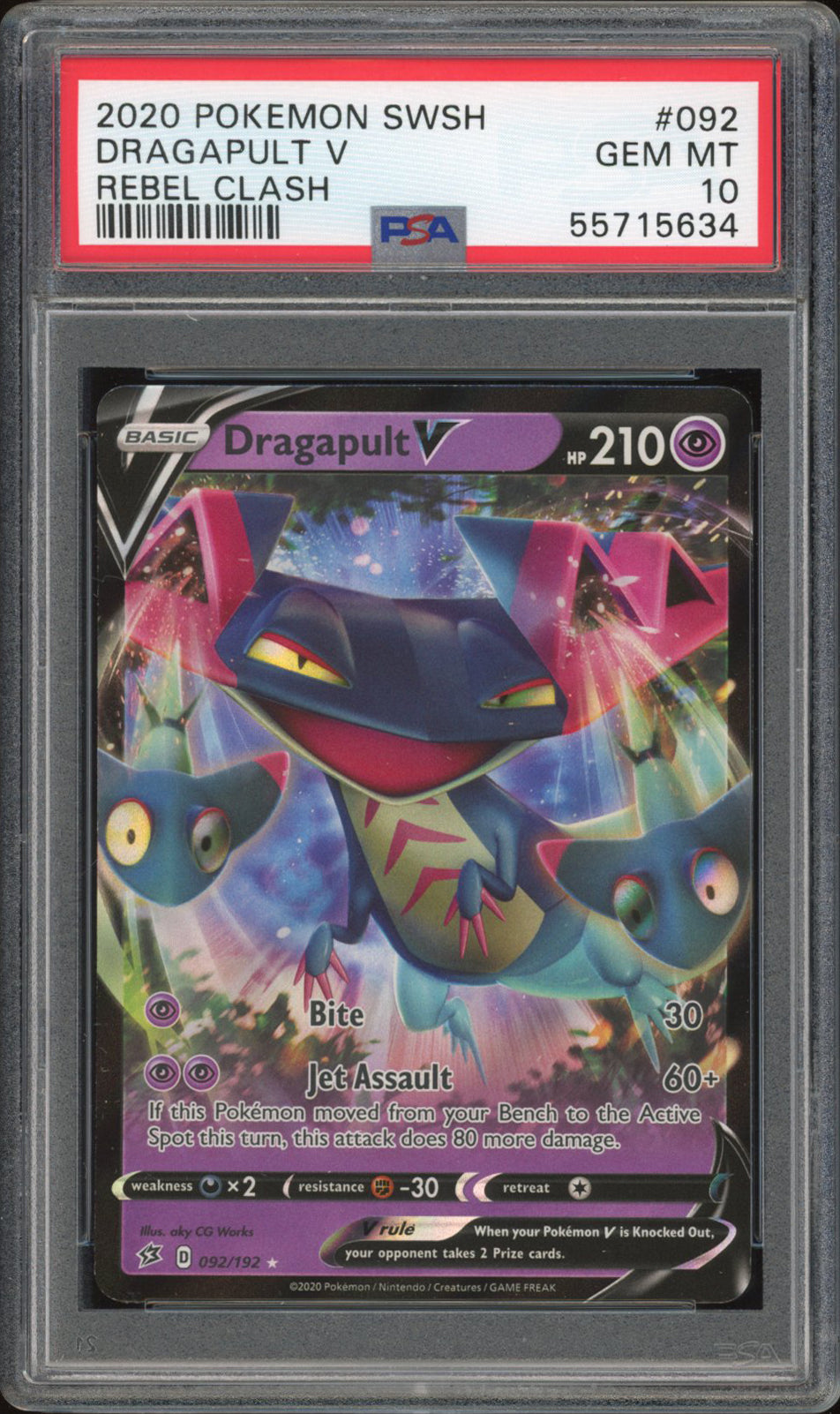 Dragapult V 092/192 - PSA 10 - Rebel Clash Holo