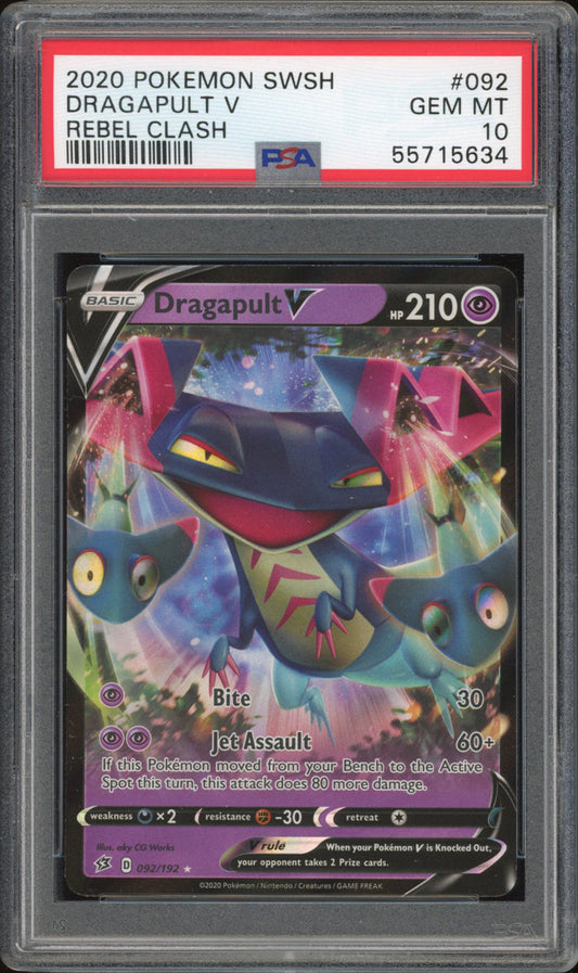 Dragapult V 092/192 - PSA 10 - Rebel Clash Holo
