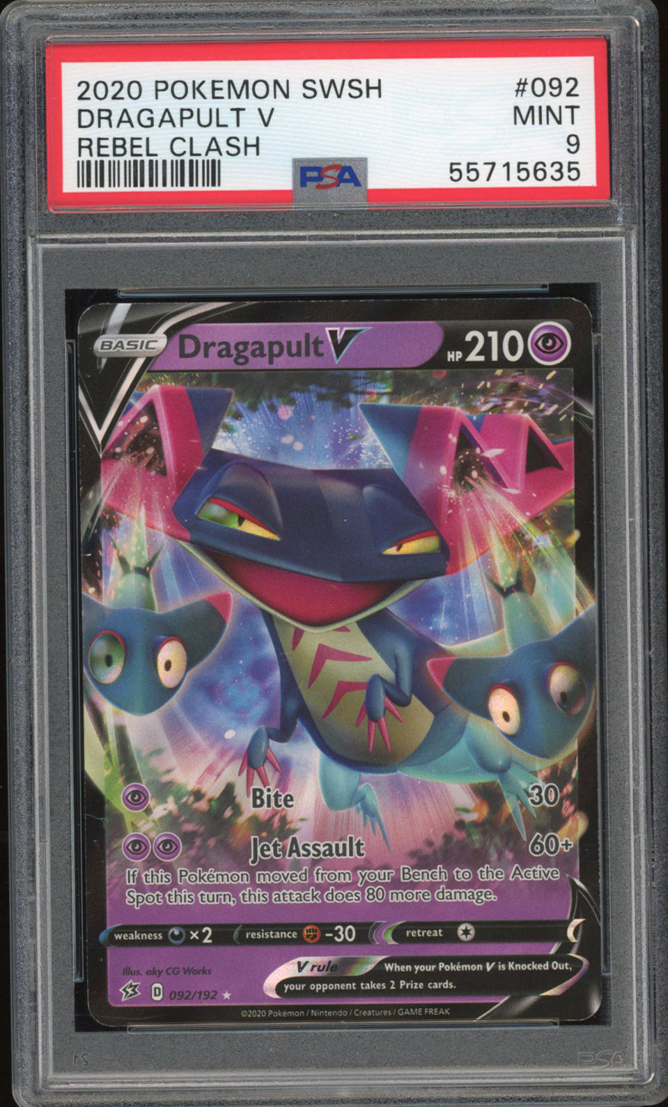 Dragapult V 092/192 - PSA 9 - Rebel Clash Holo
