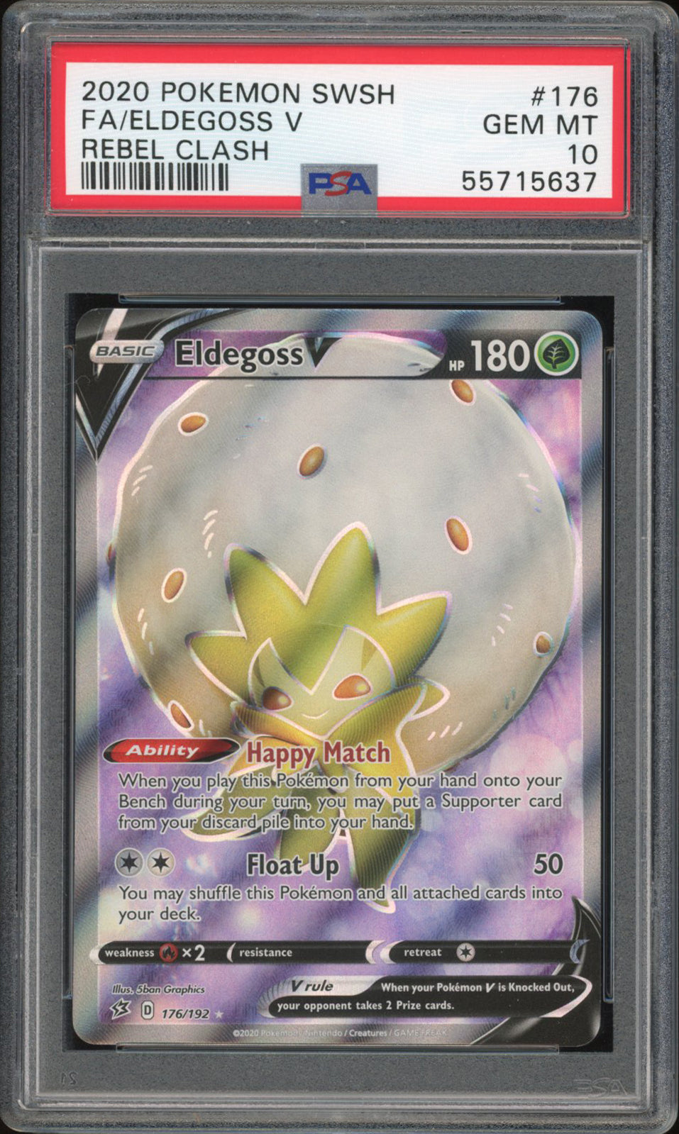Eldegoss V 176/192 - PSA 10 - Rebel Clash Full Art