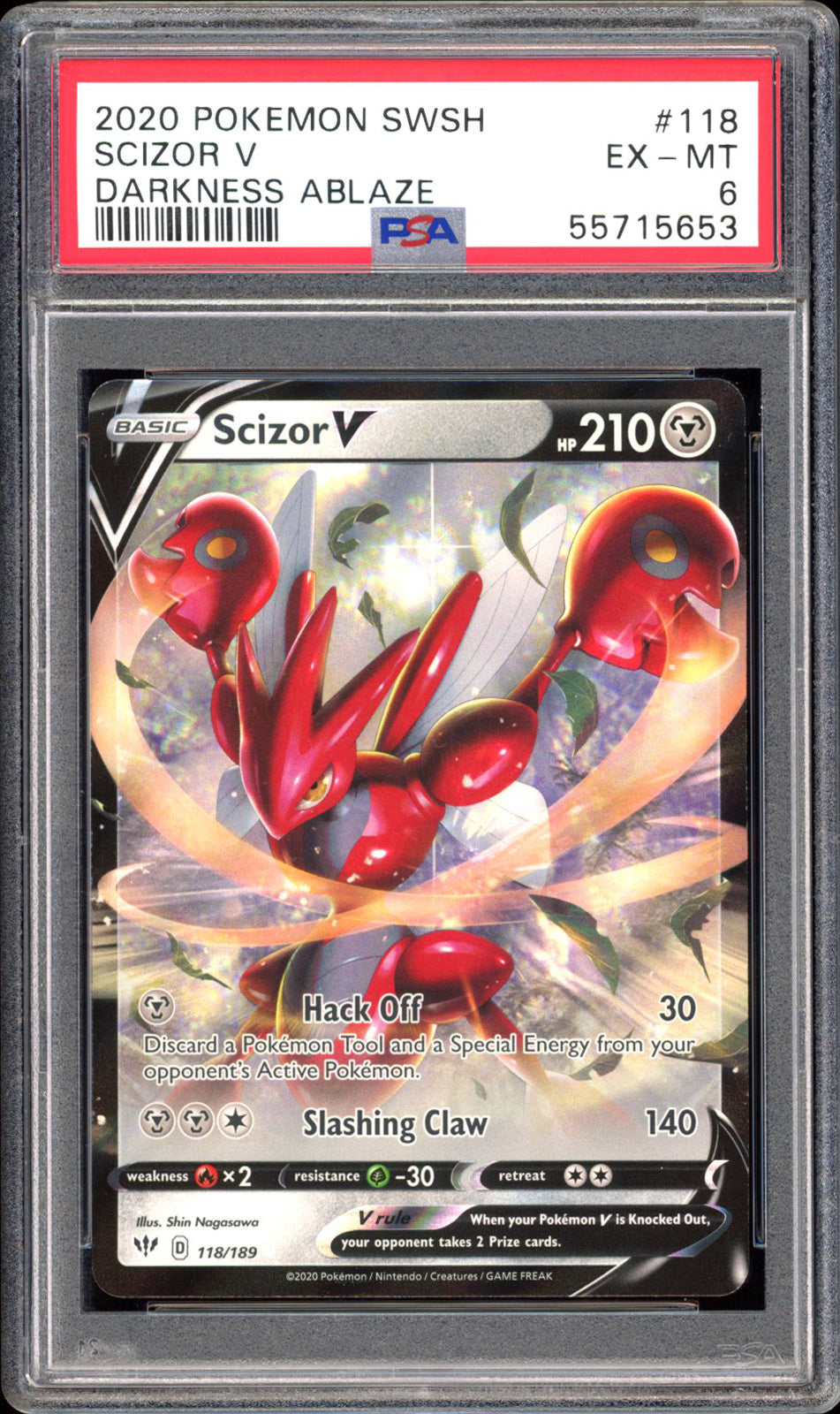 Scizor V 118/189 - PSA 6 - Darkness Ablaze Holo