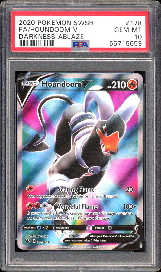 Houndoom V 178/189 - PSA 10 - Darkness Ablaze Full Art