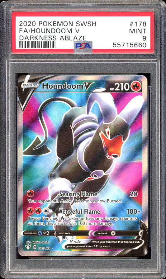Houndoom V 178/189 - PSA 9 - Darkness Ablaze Full Art