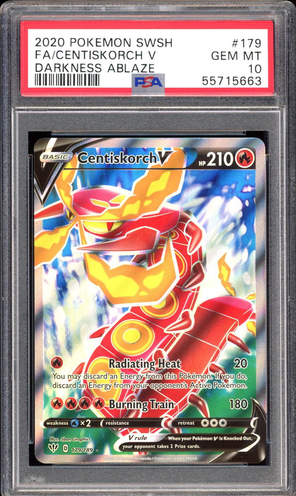 Centiskorch V 179/189 - PSA 10 - Darkness Ablaze Full Art