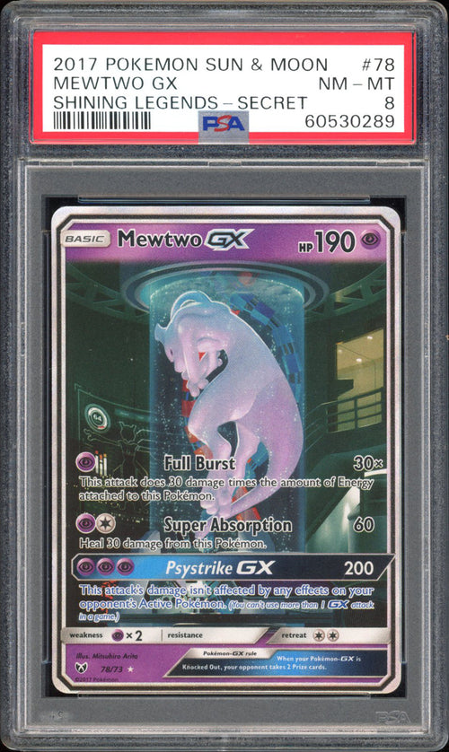 Mewtwo GX - PSA 8 - Shining Legends - #78 - Secret Rare