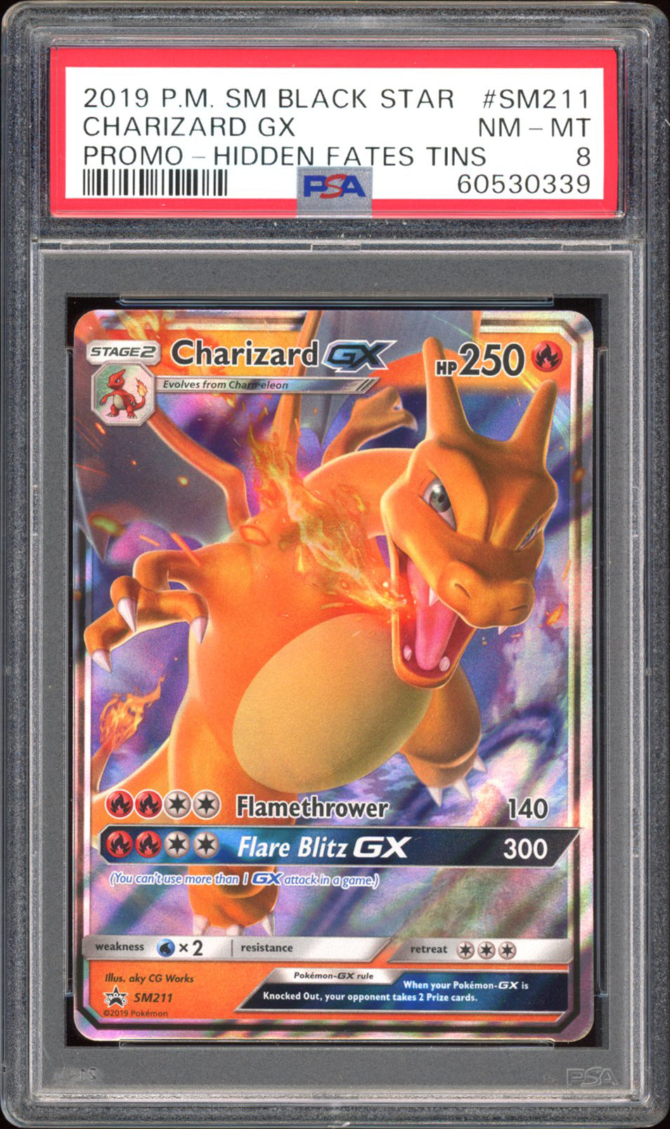 Charizard GX - PSA 8 - Black Star Promo - #SM211 - Holo