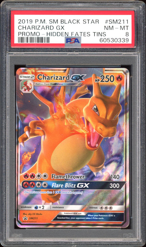 Charizard GX - PSA 8 - Black Star Promo - #SM211 - Holo