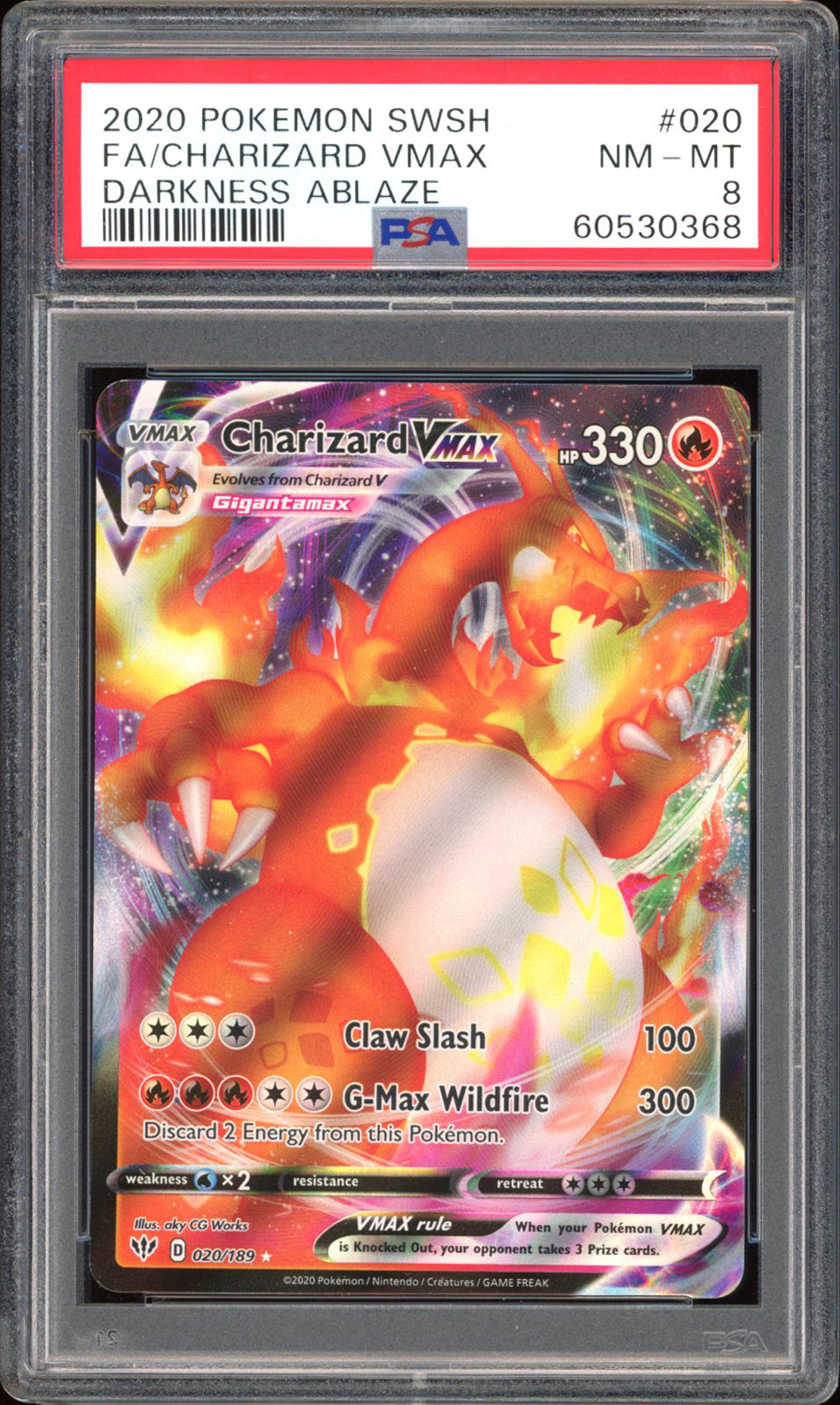 Charizard Vmax - PSA 8 - Darkness Ablaze - #20 - Full Art