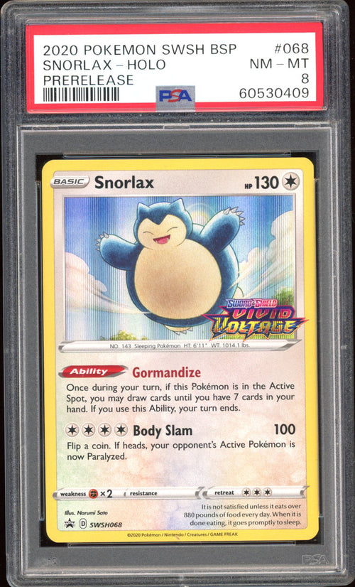 Snorlax (Prerelease) - PSA 8 - Black Star Promo - #SWSH068 - Holo
