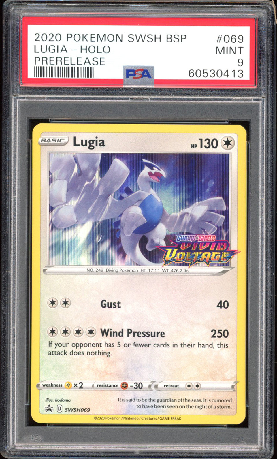 Lugia (Prerelease) - PSA 9 - Black Star Promo - #SWSH069 - Holo