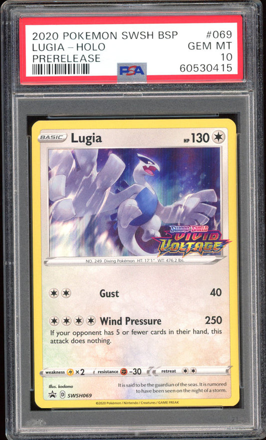 Lugia (Prerelease) - PSA 10 - Black Star Promo - #SWSH069 - Holo