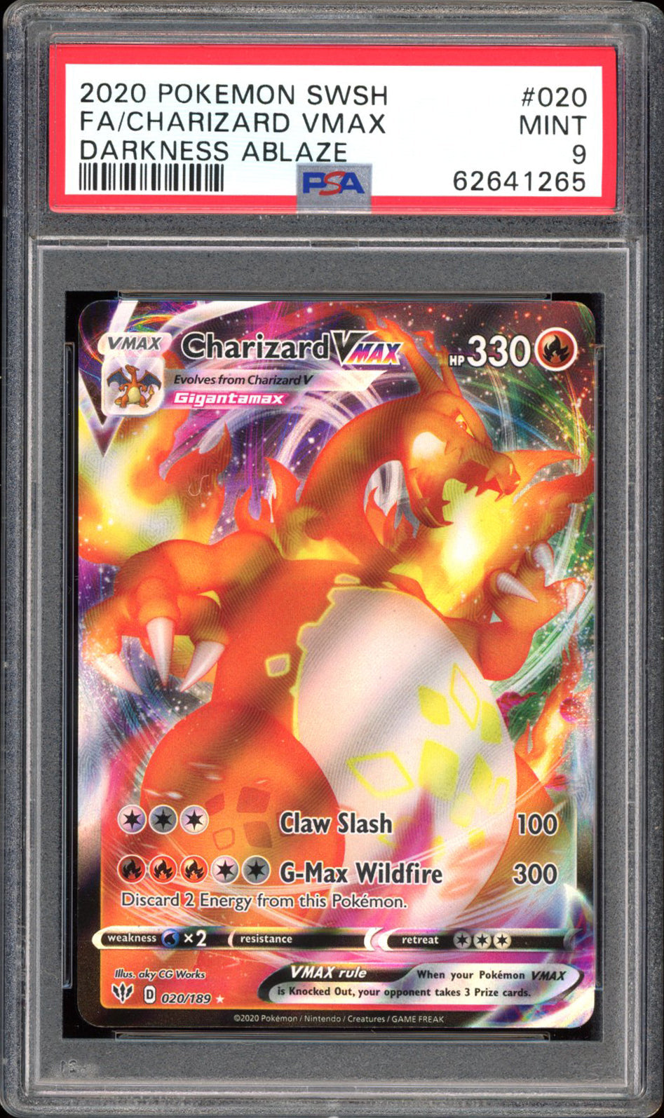 Charizard VMAX 020/190 - PSA 9 - Darkness Ablaze Full Art