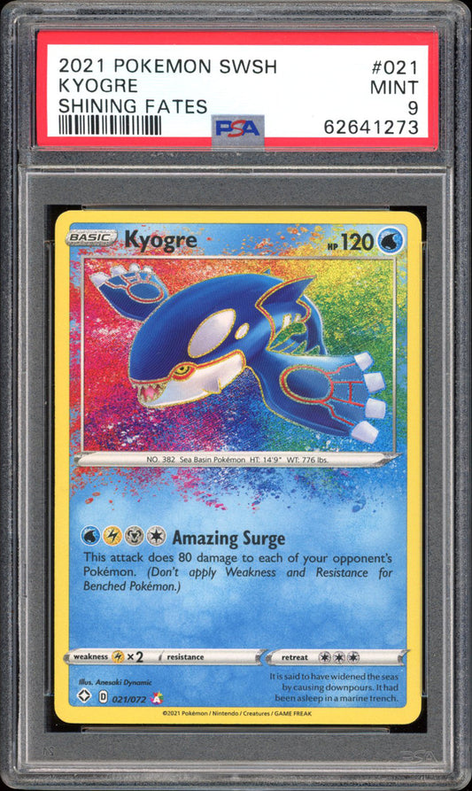 Kyogre 021/072 - PSA 9 - Shining Fates Amazing Rare