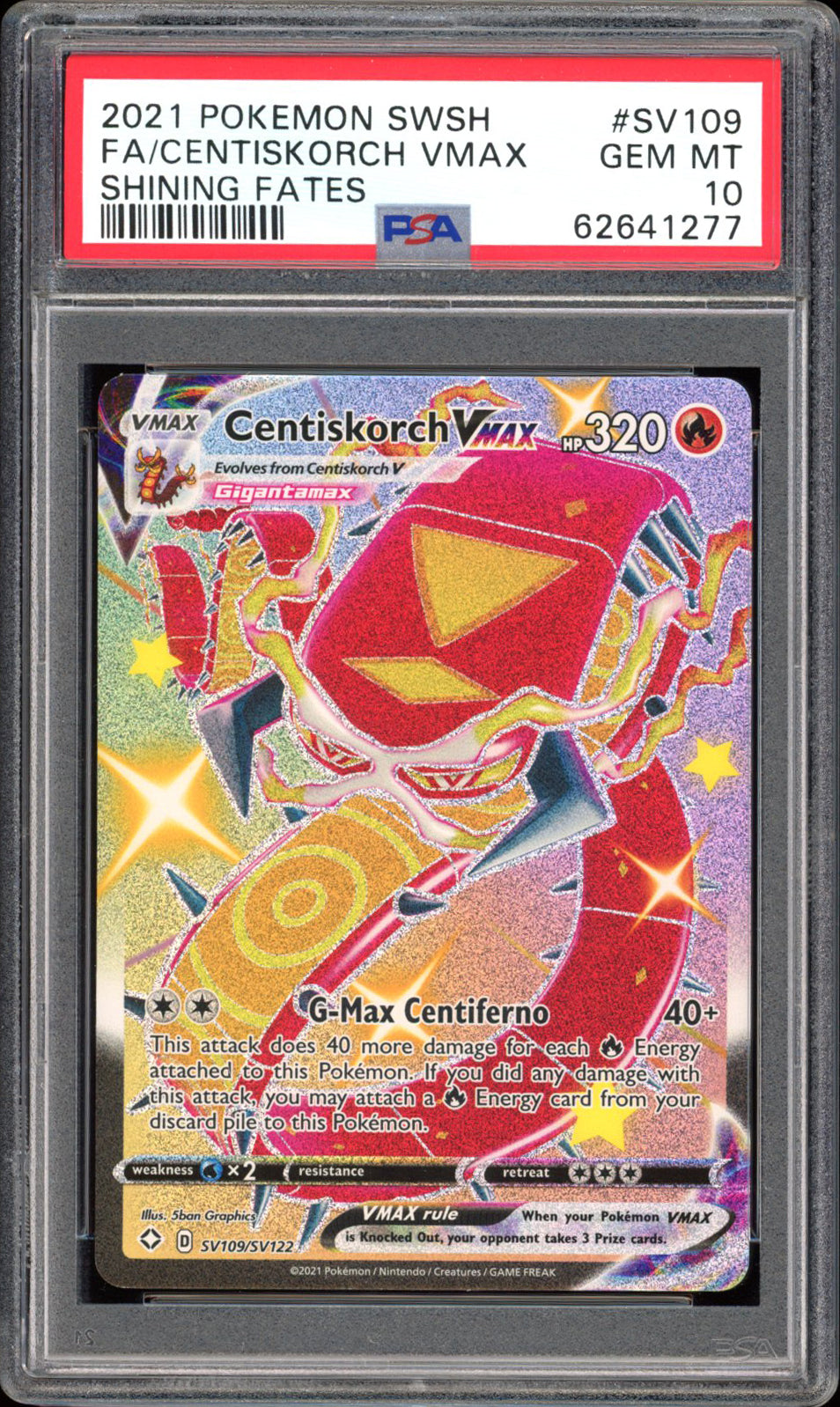 Centiskorch VMAX SV109 - PSA 10 - Shining Fates Full Art