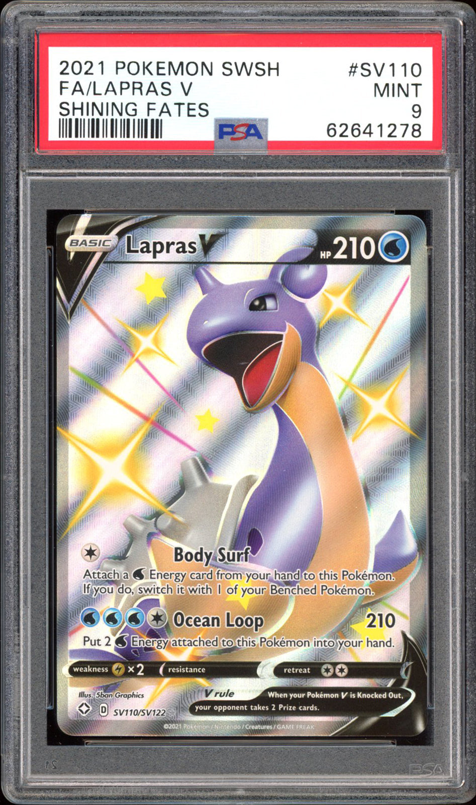Lapras V SV110 - PSA 9 - Shining Fates Full Art