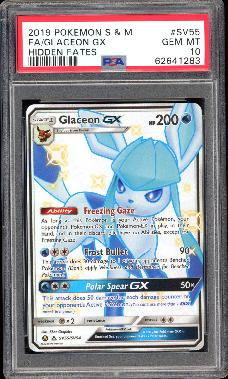 Glaceon GX SV55 - PSA 10 - Hidden Fates Full Art