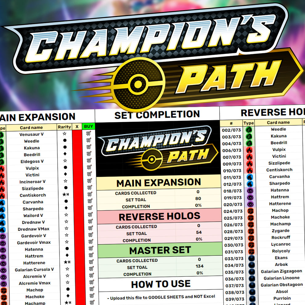 Champion's Path Set Completion Spreadsheet – PokeRand