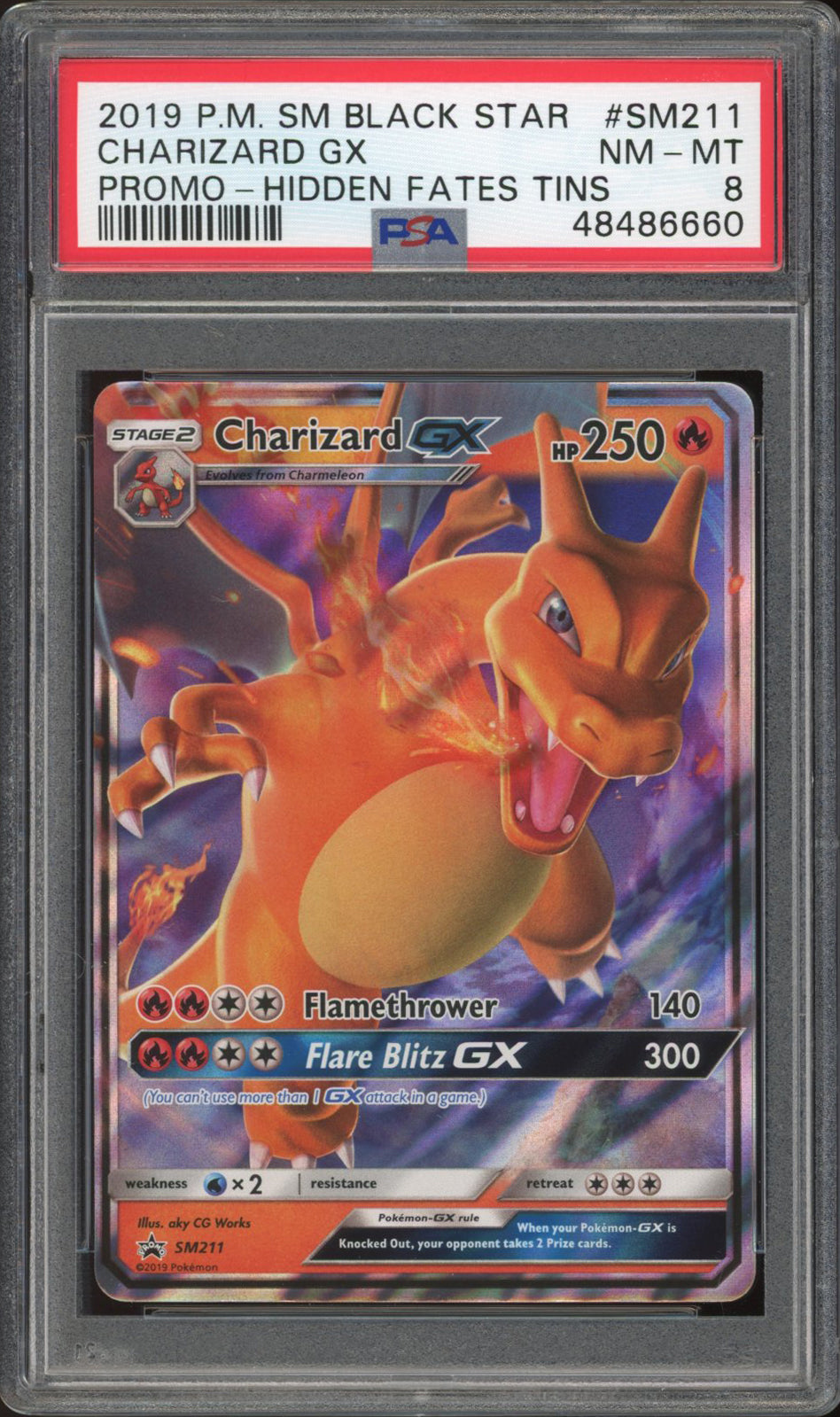 Charizard GX - Hidden Fates Tin Promo (PSA 8) - Hidden Fates SM211 - PokeRand