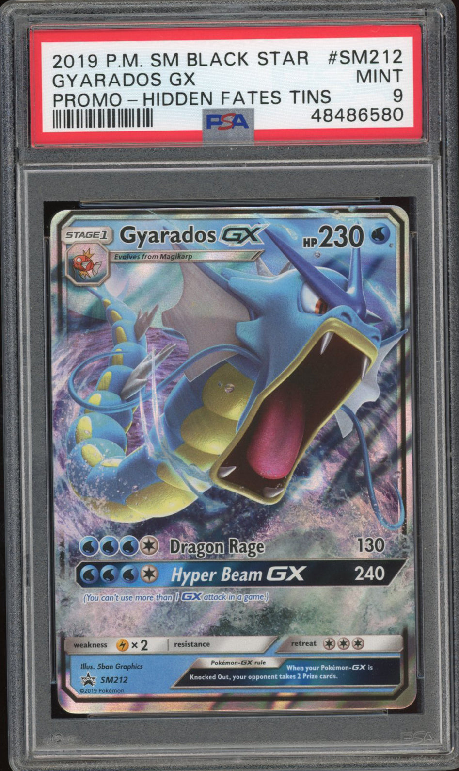 Gyarados GX - Hidden Fates Tin Promo (PSA 9) - Hidden Fates SM212 - PokeRand