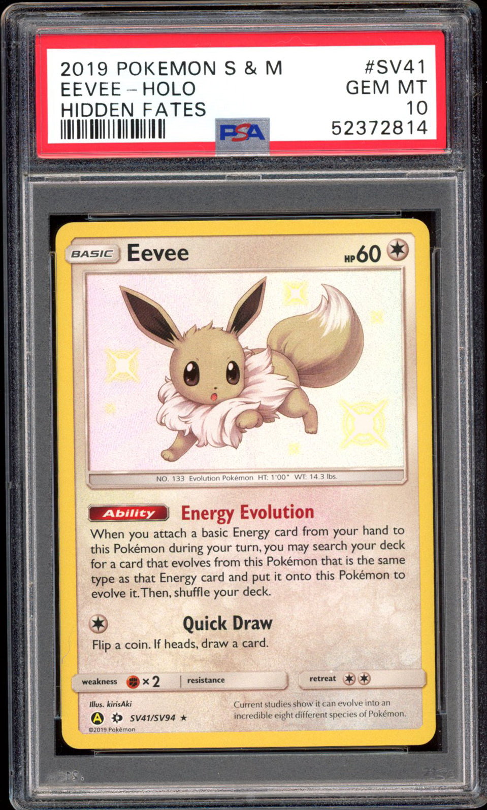 Eevee - PSA 10 - Hidden Fates - #SV41 - Holo - PokeRand