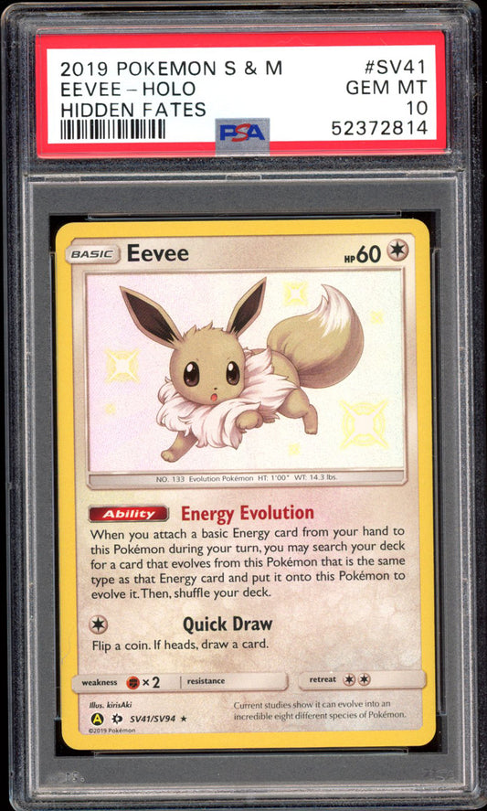 Eevee - PSA 10 - Hidden Fates - #SV41 - Holo - PokeRand