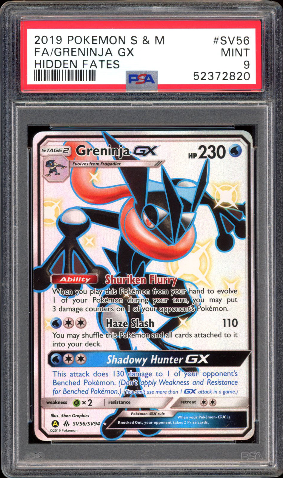 Greninja GX - Full Art (PSA 9) - Hidden Fates SV56/SV94 - PokeRand