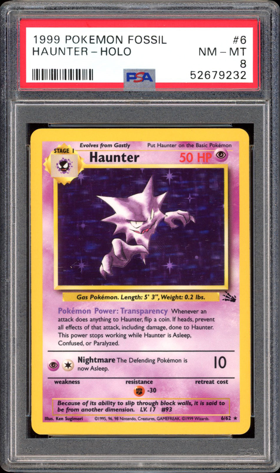 Haunter - Holo (PSA 8) - Fossil #6 - PokeRand
