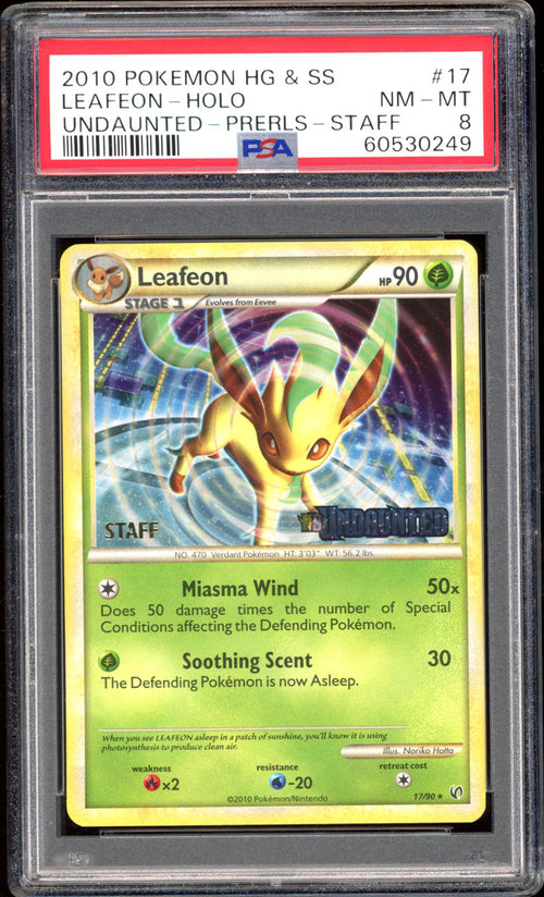 Leafeon Staff Pre Release - PSA 8 - Undaunted - #17 - Holo - PokeRand