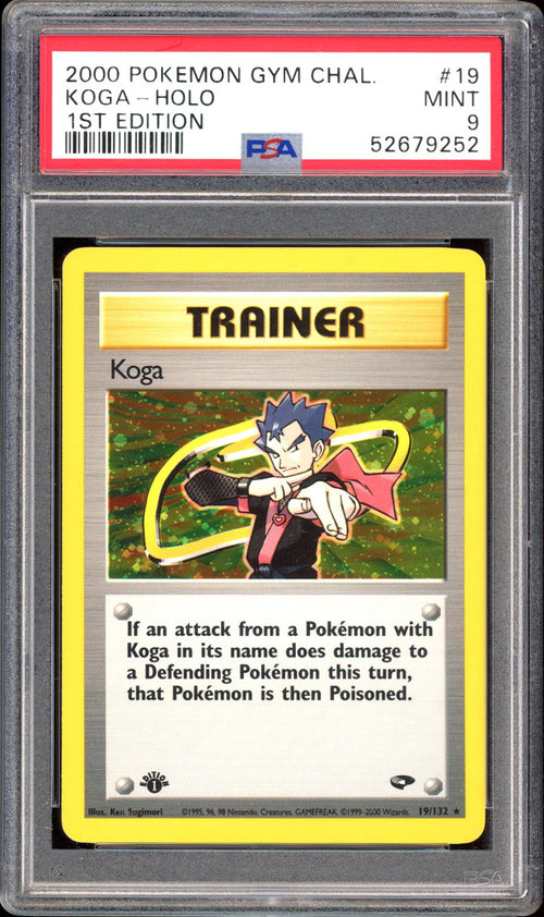 Koga - 1ST EDITION - Holo - PSA 9 - Gym Challenge - 19/132 - PokeRand